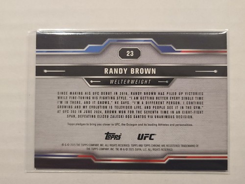 2025 Topps Chrome UFC Randy Brown #23 Blue Wave Refractor 31/75 - Picture 2 of 2