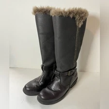 Weatherproof faux fur Black tall winter Boots women size 8.5M