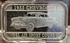 1955 Chevrolet Bel Air Sport Coupe .999 Fine Silver One Ounce Bar