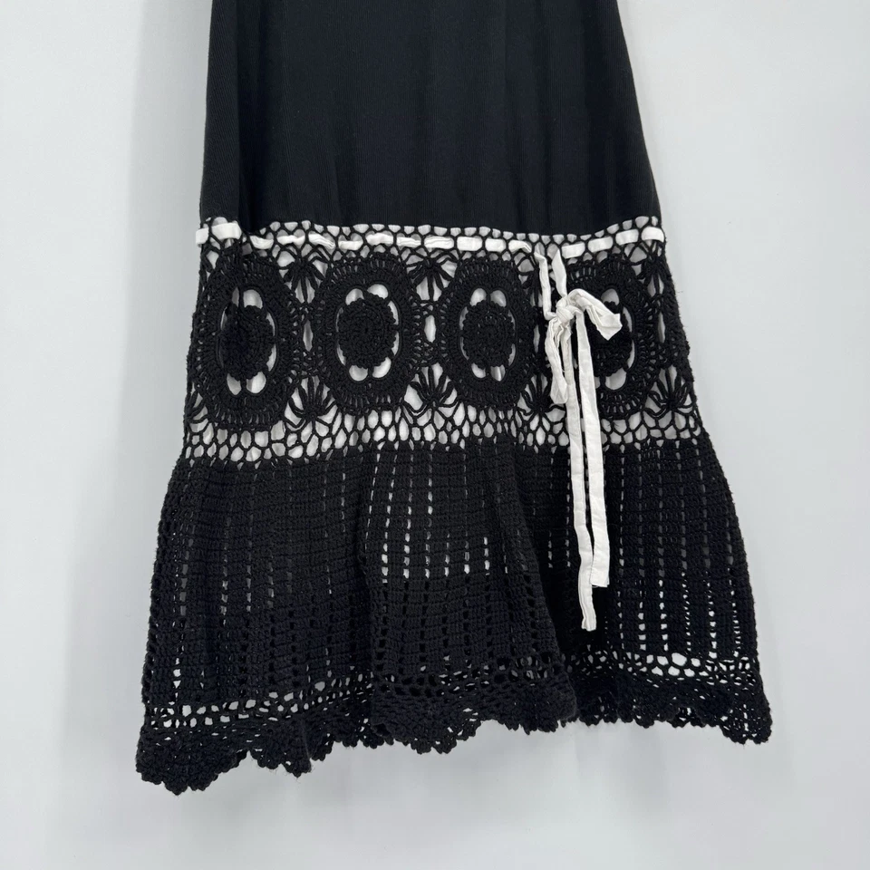 Moda International Crochet Tejido Espalda Corredora Negro Grande Y2K Cottage Glam Bloquette Foto 4 de 4