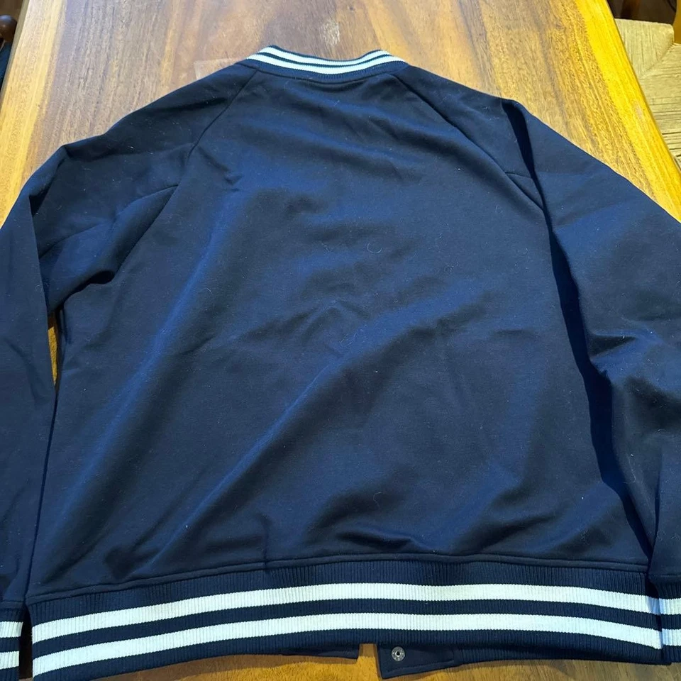 SOPH. Navy Stadium Jacket Cotton Blend Stripe Reversible Tags - Image 3 of 4