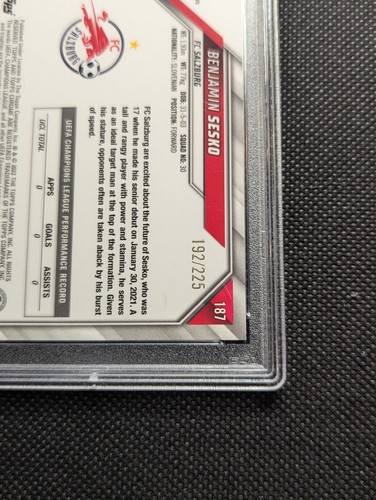 2021-22 Topps Chrome UCL Benjamin Sesko RC Rookie Night Vision /225 PSA 10 - Picture 3 of 3