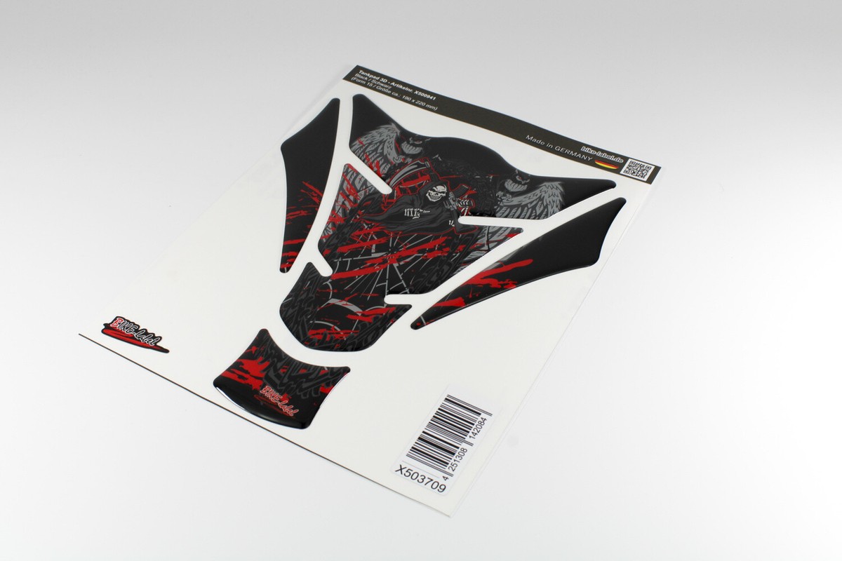 レド Motorcycle tank pad 3D sticker skull owl black red paint