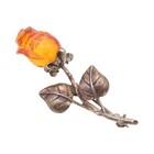 925 Sterling Silver Vintage Brooch Designer Carved Rose Amber Bp11514