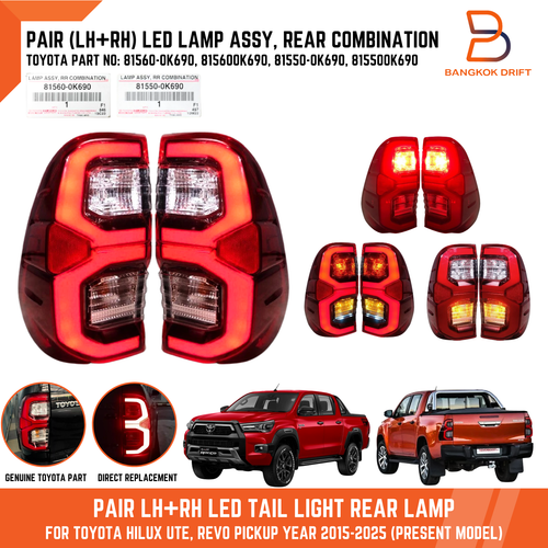 PAIR GENUINE TOYOTA LED TAIL LIGHT REAR LAMP ASSY FIT TOYOTA HILUX REVO 15-25 - Picture 1 of 12