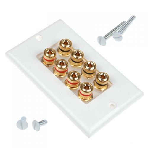 8 Banana Plug 24k Gold Plated body socket Speaker Cable Wall Plate 115mm x70mm - Bild 3 von 6