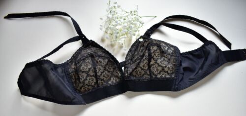 Vintage Bra & girdle black 40's 50's 32 B lace sexy party line NWT's Burlesque - Picture 8 of 18