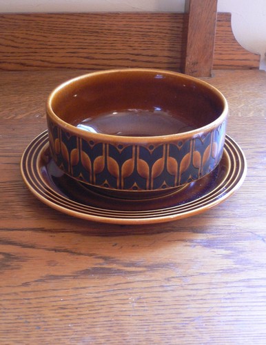 Hornsea Heirloom Brown - 12.5 cm Cereal / Soups Bowl with Plate - A/F - Picture 2 of 4