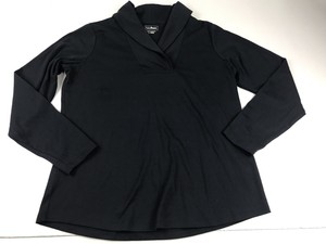 LL-Bean-Black-Pullover-Long-Sleeve-Shawl-Collar-Soft-Short-Top-Large-L-Women