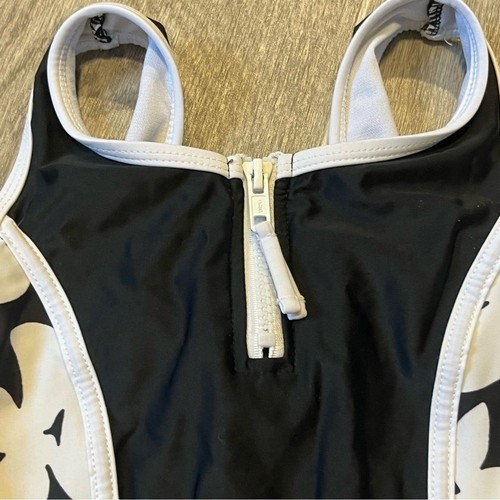 Raisins Kid's Black & White Floral Sporty One Piece Swimsuit - Picture 3 of 7