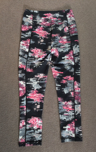 Reebok Womens Black Purple Floral Fitted Capri Leggings Small (26x23.5) - Picture 11 of 12
