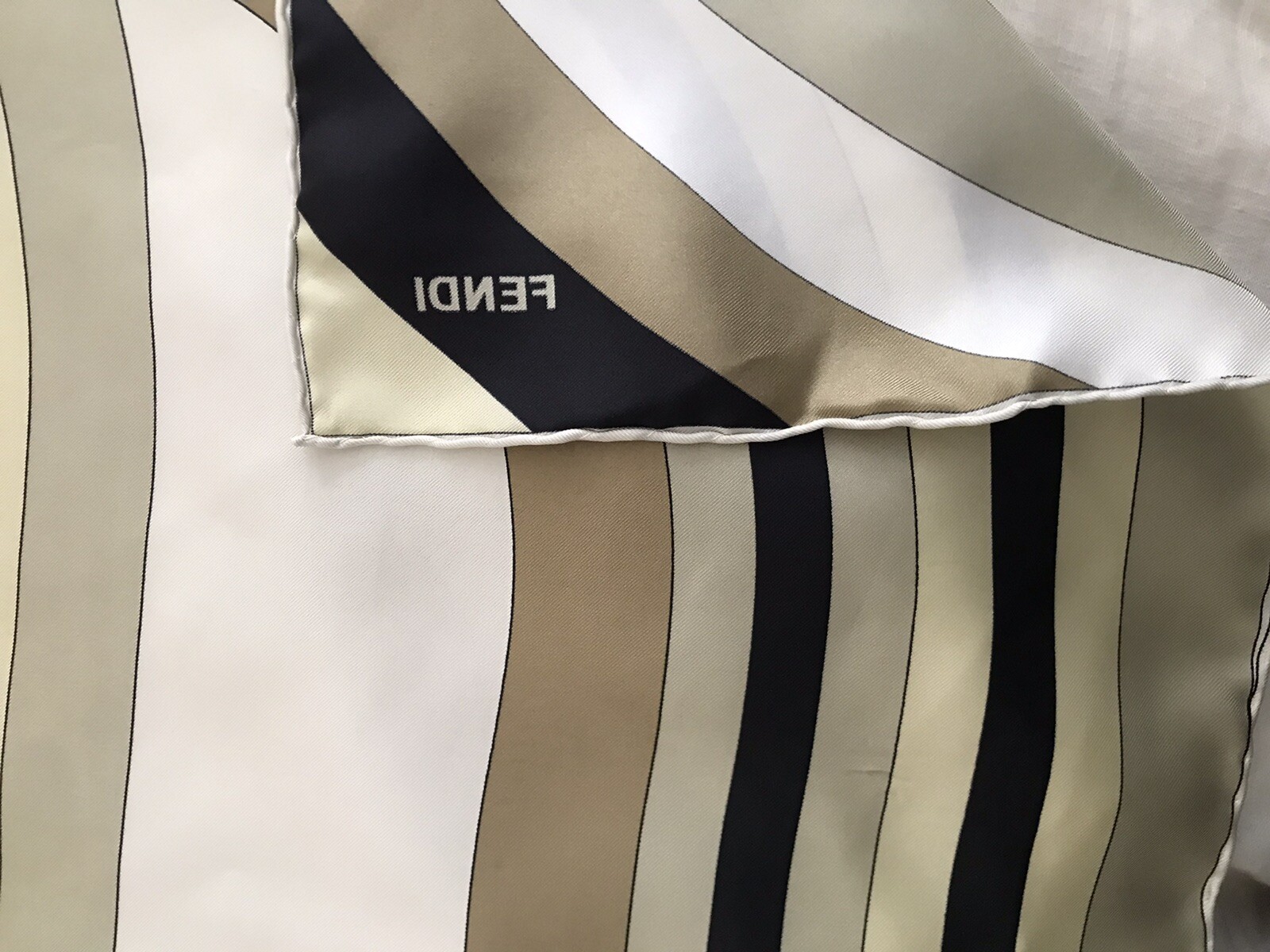 Vintage Fendi Scarf black/beige/grey Silk Twill.3… - image 9