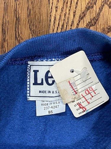 Vintage 80s Lee Jeans Pullover Sweatshirt Blue Kids Long Sleeve Kids M NWT - Picture 4 of 7