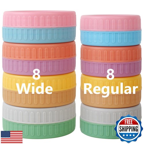8 Wide Mouth Mason Jar Lids and 8 Mason Jar Lids Regular Mouth, Thickened Lea