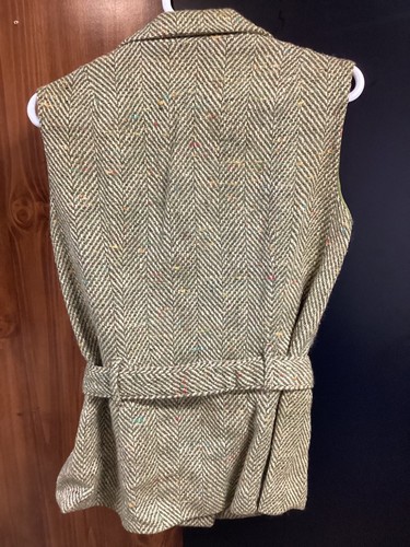 VINTAGE 1960s Koret of California Green Herringbone Tweed 2-pc Blazer Skirt Belt - Picture 6 of 11