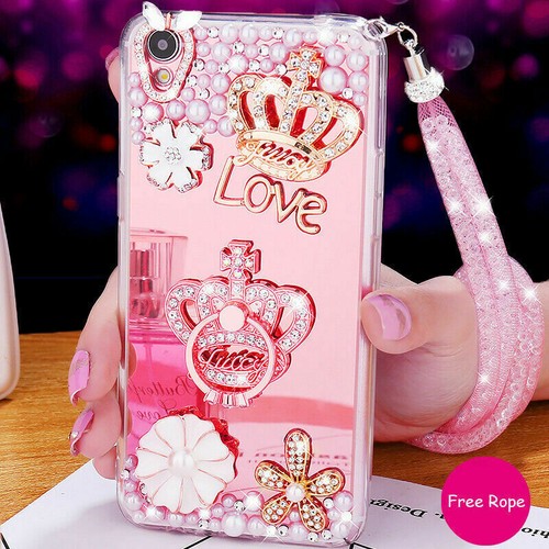 For Samsung S24 S24 A14 A15 A54 A03S Bling Diamond Rhinestone Mirror Holder Case - Afbeelding 1 van 17