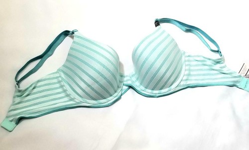 Victoria's Secret Uplift Halb-BH blau getönt Strukturstreifen zweifach Größe 32D - Bild 5 von 12