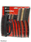 Corebilt Wire Brushes Set of 7 Nylon, Brass & Steel bristless Multi-use pack