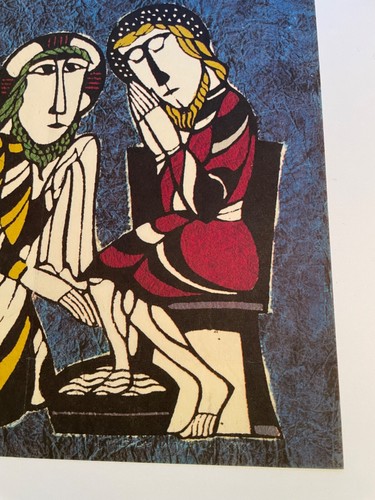 Sadao Watanabe, Christ Washing Feet, Lithograph of original 1984 Woodblock Japan - Picture 3 of 5