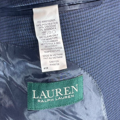 LAUREN RALPH LAUREN Herren blau Mini Karo UltraFlex klassische Passform Sport Mantel GR41R - Bild 10 von 10