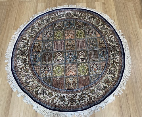 Oriental Round Persian Kashmir Handmade Knotted Silk Carpet Rug Decor 150x150 Fl - Picture 3 of 12