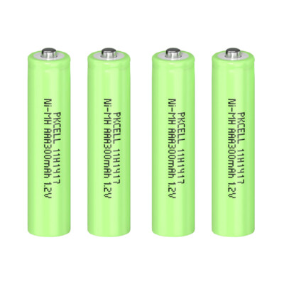 4X PKCELL AAA 300mAh Batteries Rechargeable Ni-Mh 1.2V Battery for Solar Lights