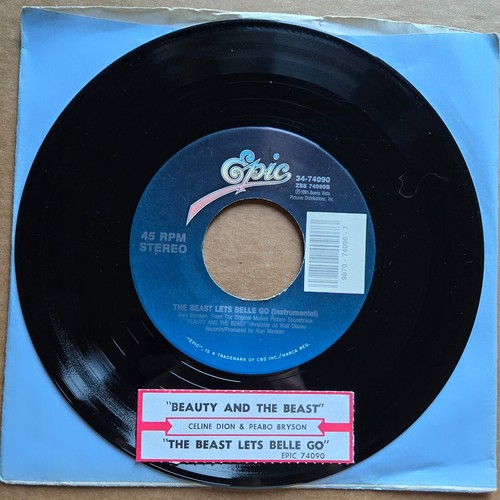 CELINE DION & PEABO BRYSON Beauty And The Beast 45 7" Record Vinyl Records - Picture 2 of 2
