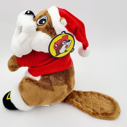 NEW Buc-ee's Santa Beaver Holiday Christmas Hat 10" Plush Stuffed Animal Bucees - Picture 5 of 6