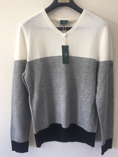 NWT AG Green label Wool/Cashmere grey/ cream/ black Sweater L - Picture 1 of 8