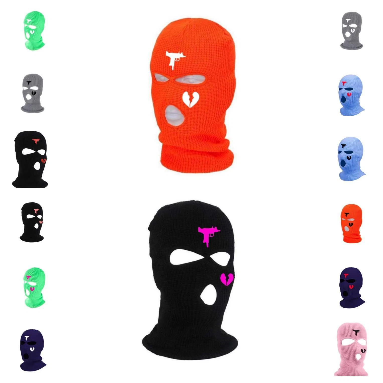 3 Hole Full Face Mask Winter Ski Cap Balaclava Beanie uzi broken heart men women