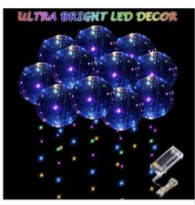 60 Pack LED Light Up BoBo Balloons Party Birthday Transparent Bubble Balloons-US
