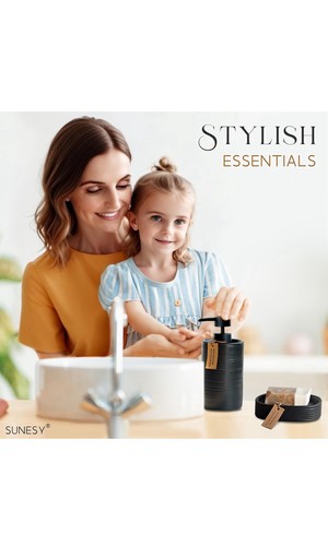 Black Bathroom Toothbrush Sets,Holder,Soap Dispenser,Bathroom Tumbler, Soap Dish - Picture 3 of 6