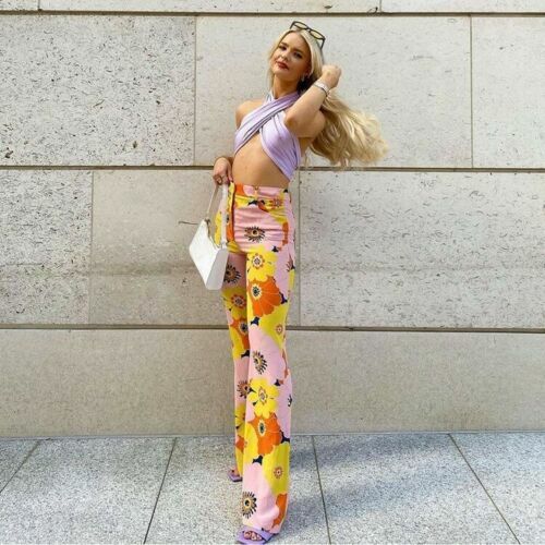 ZARA NWT SS21 FLORAL PRINT PANTS HIGH WAIST Multicolored 2934 133 All sizes