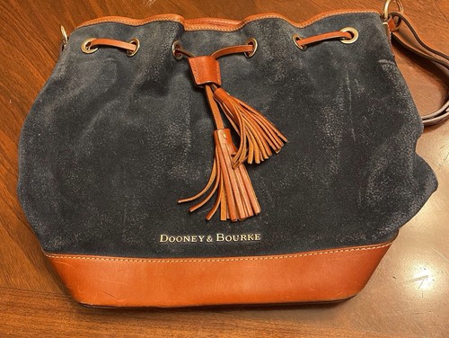 Dooney & Bourke Bucket Bag blau Wildleder & Leder Kordelzug rot innen nicht mehr produziert - Bild 4 von 20