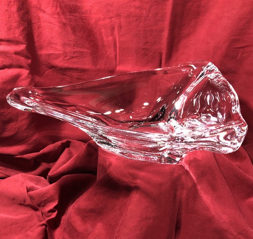 Vannes Le Chatel Francia Cristal Arte Vidrio Cuenco Triángulo Centro de mesa Firmado - Imagen 9 de 12