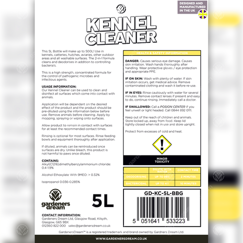 GardenersDream Kennel Cleaner 5L - Safe Fresh Dog Cat Pet Odour Disinfectant - Picture 47 of 68