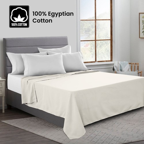 Luxury 100% Egyptian Cotton Flat Sheet Bed Sheets 200TC Single Double King Size - Picture 22 of 50