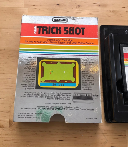 Trick Shot (Atari 2600, 1982) Auténtico Cartucho y Caja Imagic Sears - Imagen 3 de 4