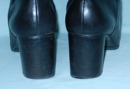 NINE WEST Tall Black Square Toe Full Zip Chunky Heel Leather Boots 7.5 - Picture 8 of 19