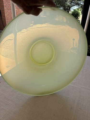 Mid Century Inspired Yellow/Green Opaque Glass Console Bowl - Picture 2 of 3