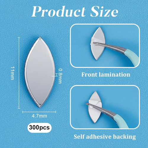 300Pcs Self-Adhesive Leaf Mosaic Tiles 0.4X0.2 Inch Mirror Mosaic Tiles 0.8Mm Th - Bild 2 von 6