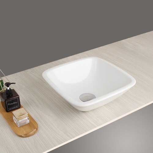 White Square Bathroom Vessel Sink Ceramic Washing Basin Deck Mount Without Drain - Picture 3 of 6