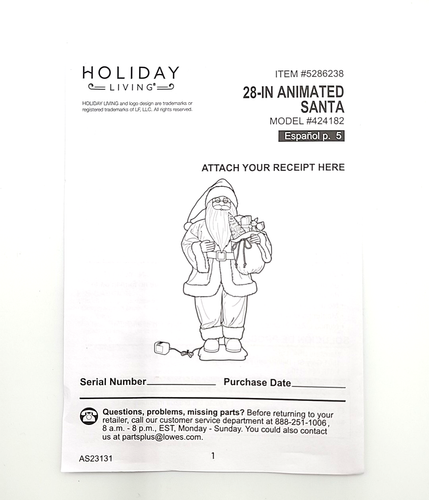 Holiday Living animiertes Musical 28" afroamerikanischer Weihnachtsmann funktioniert!! - Bild 12 von 24