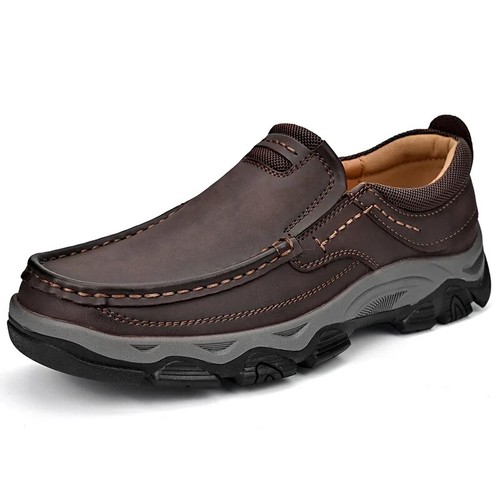 Zapatos informales de cuero para hombre hechos a mano mocasines ligeros transpirables zapatillas de oficina - Imagen 1 de 30