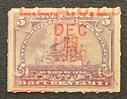 Travelstamps: 1898 US Stamps Scott #R167 “Battleships “ Used NG Red Handstamp!! - Picture 5 of 5
