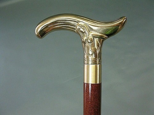 Antik Messing Viktorianischer Griff Holz Vintage Stil Gehstock Stock Designer - Bild 8 von 15