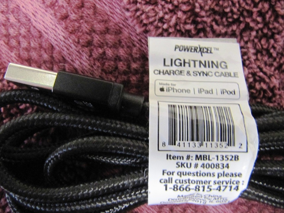 APPLE IPhone Charge Data Sync LIGHTNING Cable 3 FEET to USBA PowerXcel