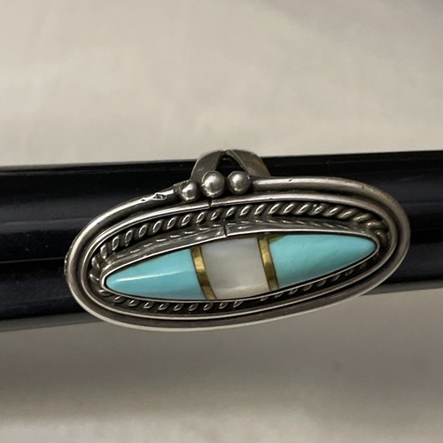 Old Pawn Turquoise Ring Artist Signed GS Size 7 - Picture 3 of 13