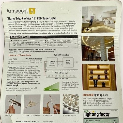 NIP Armacost Lighting RibbonFlex Pro LED Accent Lighting 12’ Warm Bright White - Picture 9 of 9