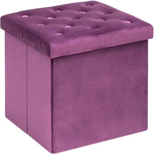 Sturdy Velvet Tufted Footstool & Storage Ottoman - Perfect for Modern Bedrooms - Picture 3 of 9
